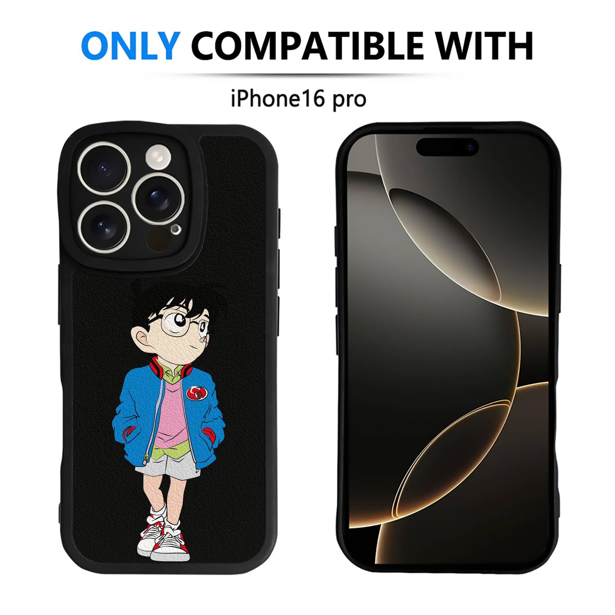 （画像用） 名探偵コナン 江戸川 コナン Detective Conan Conan Edogawa 【iPhone 16シリーズ対応】シリコンスマホケース（レザー調） 材質：シリコン